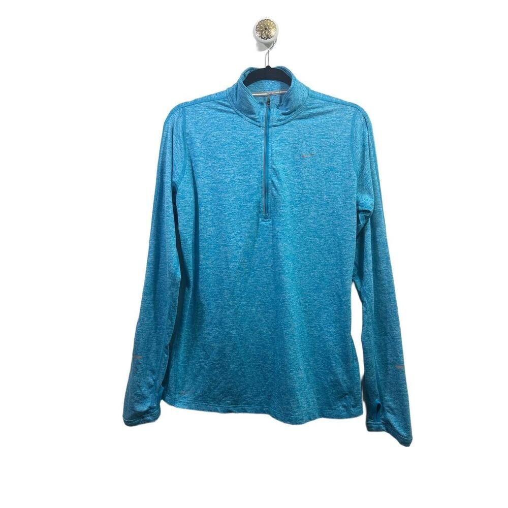 Nike Pullover Womans Size Large Blue Quarter Zip Long Sleeve Athletic Shirt